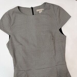 H&M Women's Houndstooth Knee Length Sheath Dress Cap Sleeve Size XXS